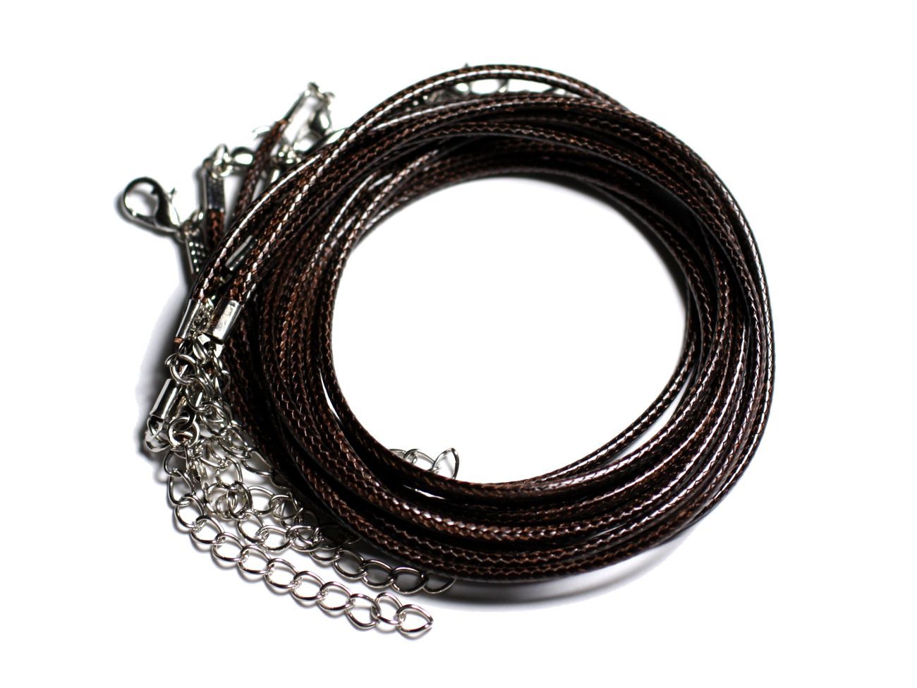 10pc - Colliers Tours de cou Coton Ciré 2mm Marron Brun Café - 4558550024374 