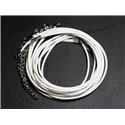 10pc - Colliers Tours de cou Coton Ciré 2mm Blanc - 4558550088611 