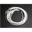 10pc - Colliers Tours de cou Coton Ciré 2mm Blanc - 4558550088611 