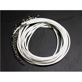 10pc - 2mm Waxed Cotton Necklaces White - 4558550088611 