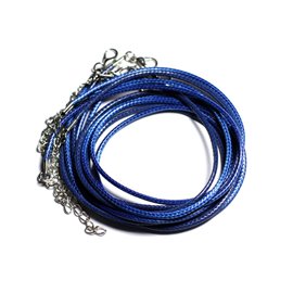 10pc - 2mm Waxed Cotton Necklaces Royal Blue - 4558550088628 