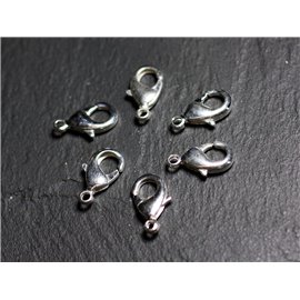 10pc - Cierres mosquetones 15x8mm plata metal calidad - 4558550088550 
