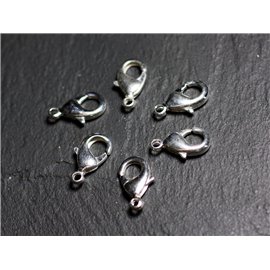 10pc - Fermoirs Mousquetons 15x8mm Métal Argenté Qualité -  4558550088550 