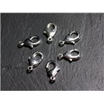 10pc - Fermoirs Mousquetons 15x8mm Métal Argenté Qualité -  4558550088550 