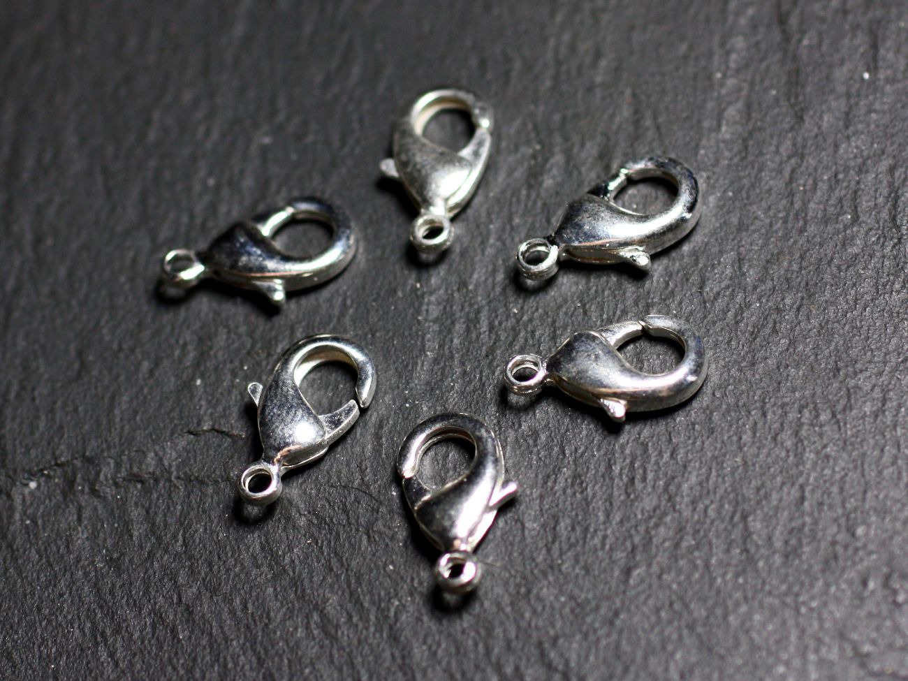 10pc - Fermoirs Mousquetons 15x8mm Métal Argenté Qualité -  4558550088550 