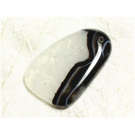 Colgante en Piedra - Ágata y Cuarzo Negro y Blanco Gota 55x35mm n10 - 4558550039187 