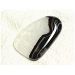 Pendentif en Pierre - Agate et Quartz Noir et Blanc Goutte 55x35mm n10  -  4558550039187 