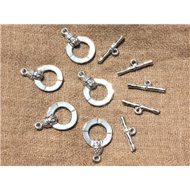 30 sets - T Toogle Buddha Clasps 25mm Silver Metal Quality - 4558550006974 