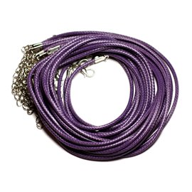 10pc - 2mm Waxed Cotton Necklaces Purple - 4558550016522 