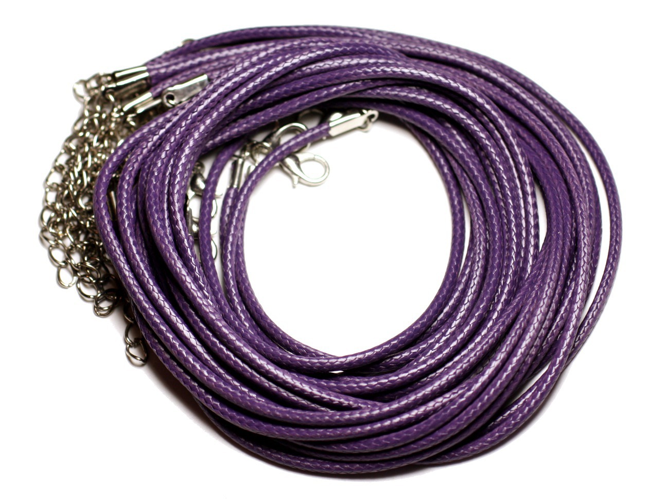10pc - Colliers Tours de cou Coton Ciré 2mm Violet -  4558550016522 