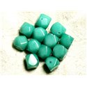 2pc - Perles de Pierre - Jade Turquoise Cubes Nuggets Facettés 14-15mm   4558550008619 