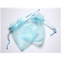 10pc - Sacs Pochettes Cadeaux Bijoux Tissu Organza 10x8cm Bleu Turquoise - 4558550088451 