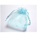 10pc - Sacs Pochettes Cadeaux Bijoux Tissu Organza 10x8cm Bleu Turquoise - 4558550088451 