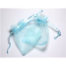 100 Stück - Taschen Geschenkbeutel Schmuck Organza Stoff 10x8cm Türkisblau - 4558550088468 