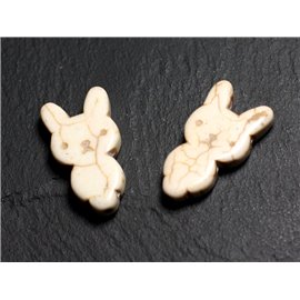 10pc - Synthetic Turquoise Rabbit Beads 28mm Cream white - 4558550088222 