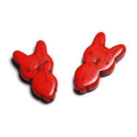 10pc - Synthetic Turquoise Beads Rabbit 28mm Orange - 4558550088246 