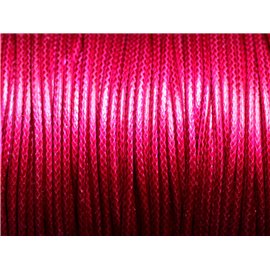 5 mètres - Fil corde cordon coton ciré enduit rond 2mm rose fuchsia framboise - 7427039740203