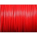 5 mètres - Cordon coton ciré enduit Rond 2mm Rouge vif - 4558550088307 