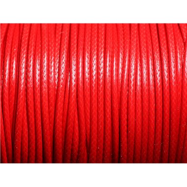 5 mètres - Cordon coton ciré enduit Rond 2mm Rouge vif - 4558550088307 