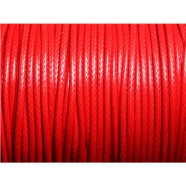 5 meters - Coated waxed cotton cord Round 2mm Bright red - 4558550088307 