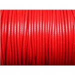 5 mètres - Cordon coton ciré enduit Rond 2mm Rouge vif - 4558550088307 