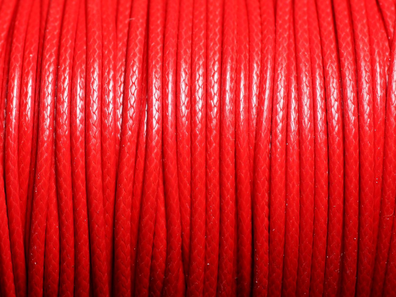 5 mètres - Cordon coton ciré enduit Rond 2mm Rouge vif - 4558550088307 