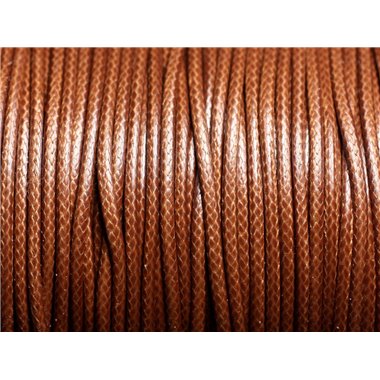 5 mètres - Cordon coton ciré enduit Rond 2mm Marron - 4558550088314 