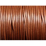 5 metres - Fil corde cordon coton ciré 2mm Marron Noisette - 7427039735209