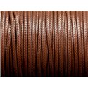 5 mètres - Cordon coton ciré enduit Rond 2mm Marron Chocolat - 4558550088321 