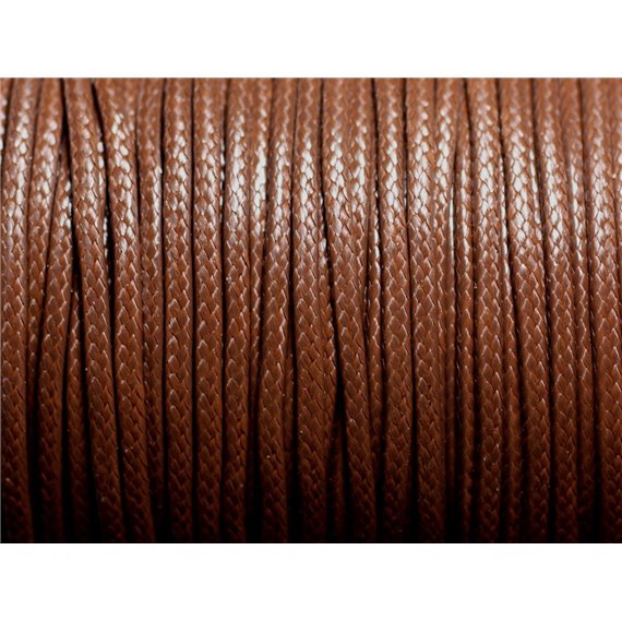 5 mètres - Cordon coton ciré enduit Rond 2mm Marron Chocolat - 4558550088321 