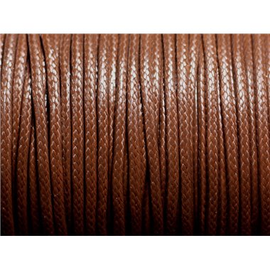 5 mètres - Cordon coton ciré enduit Rond 2mm Marron Chocolat - 4558550088321 