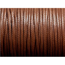 5 mètres - Cordon coton ciré enduit Rond 2mm Marron Chocolat - 4558550088321 