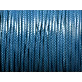 5 meters - Coated waxed cotton cord Round 2mm Peacock Blue Petrol - 4558550088369 
