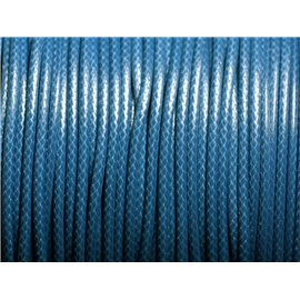 5 metri - Cordino in cotone cerato rivestito Rotondo 2 mm Blu pavone Petrol - 4558550088369 