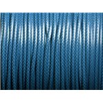 5 mètres - Cordon coton ciré enduit Rond 2mm Bleu Paon Canard pétrole - 4558550088369 