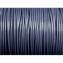 5 meters - Coated waxed cotton cord Round 1.5mm Gray Blue Anthracite - 4558550088390 