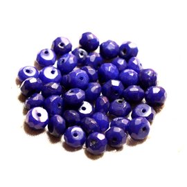 10pc - Cuentas de piedra - Arandelas facetadas de jade 8x5mm Royal Blue Opaque Night - 4558550008992