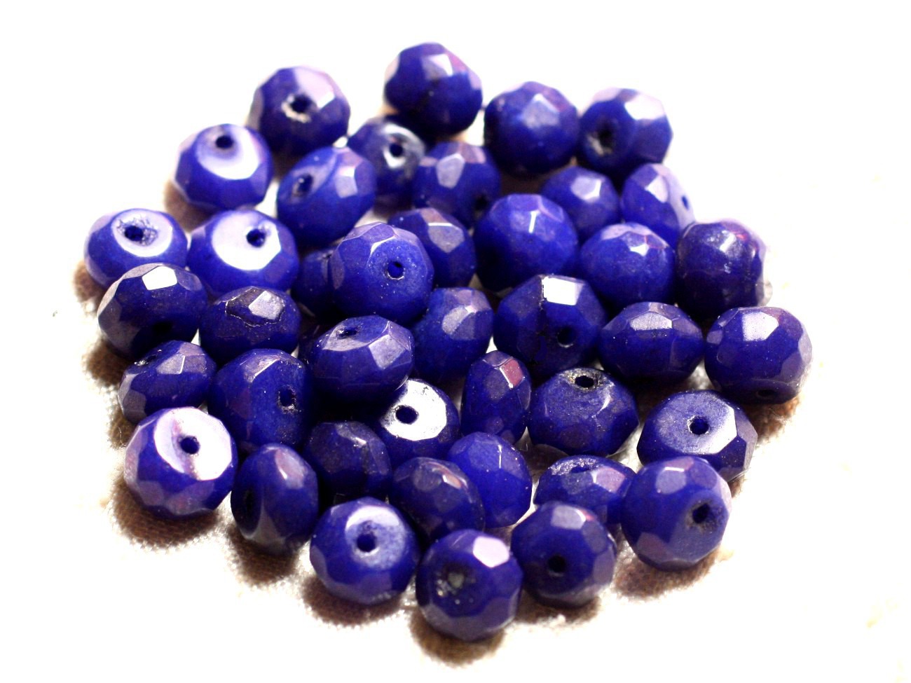 10pc - Perles Pierre - Jade Rondelles Facettées 8x5mm Bleu Roi Nuit Opaque - 4558550008992