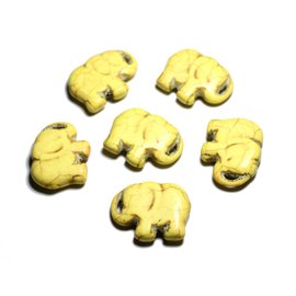 1pc - Large Synthetic Turquoise Stone Pendant Bead - Elephant 40mm Yellow - 4558550087850 