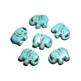 1st - Grote kraal hanger van synthetisch turkoois steen - Olifant 40 mm turkoois blauw - 4558550087881 