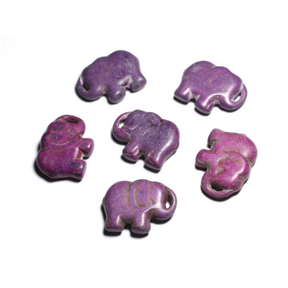 1pc - Grande Perle Pendentif en Pierre Turquoise synthèse - Elephant 40mm Violet - 4558550087898 