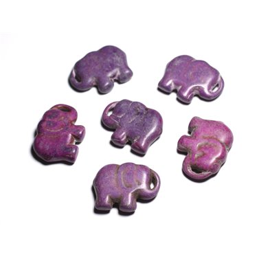 1pc - Grande Perle Pendentif en Pierre Turquoise synthèse - Elephant 40mm Violet - 4558550087898 