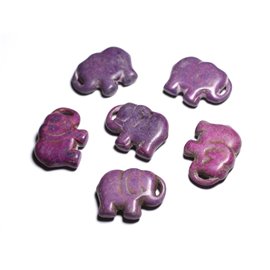 1pc - Large Synthetic Turquoise Stone Pendant Bead - Elephant 40mm Purple - 4558550087898 