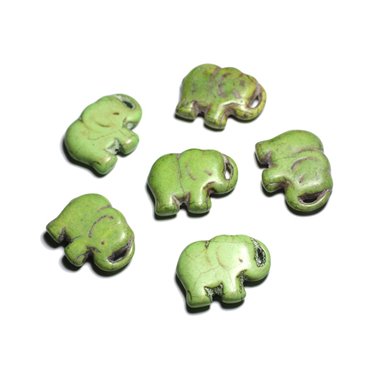 1pc - Grande Perle Pendentif en Pierre Turquoise synthèse - Elephant 40mm Vert - 4558550087904 