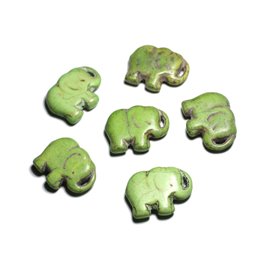 1pc - Sintetizador de piedra turquesa colgante de perlas grandes - Elefante 40mm verde - 4558550087904 