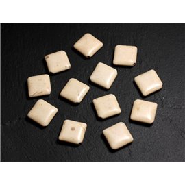 10pc - Perlas de piedra turquesa síntesis - Losanges 18x14mm Crema Blanco - 4558550087928 
