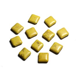 10pc - Perlas de piedra turquesa síntesis - Losanges 18x14mm Amarillo - 4558550087935 