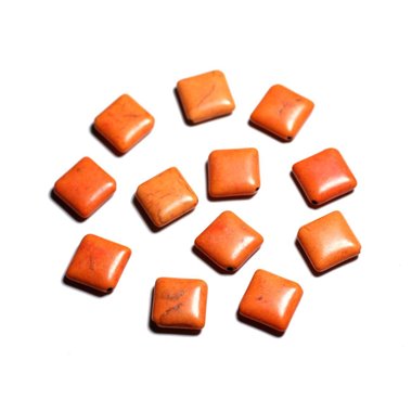 10pc - Perles de Pierre Turquoise synthèse - Losanges 18x14mm Orange -  4558550087942 
