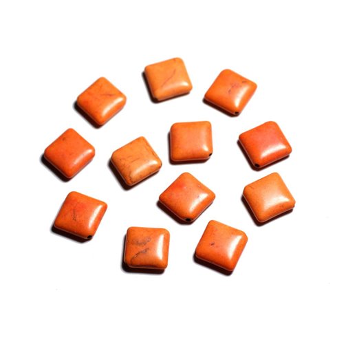 10pc - Perles de Pierre Turquoise synthèse - Losanges 18x14mm Orange -  4558550087942 
