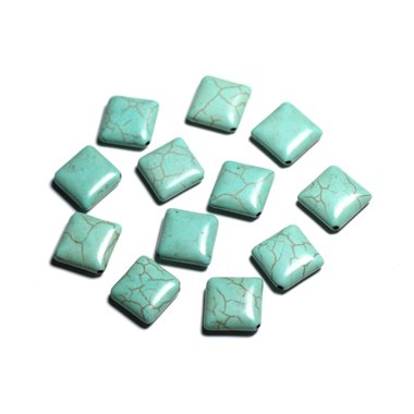10pc - Perles de Pierre Turquoise synthèse - Losanges 18x14mm Bleu Turquoise -  4558550087973 